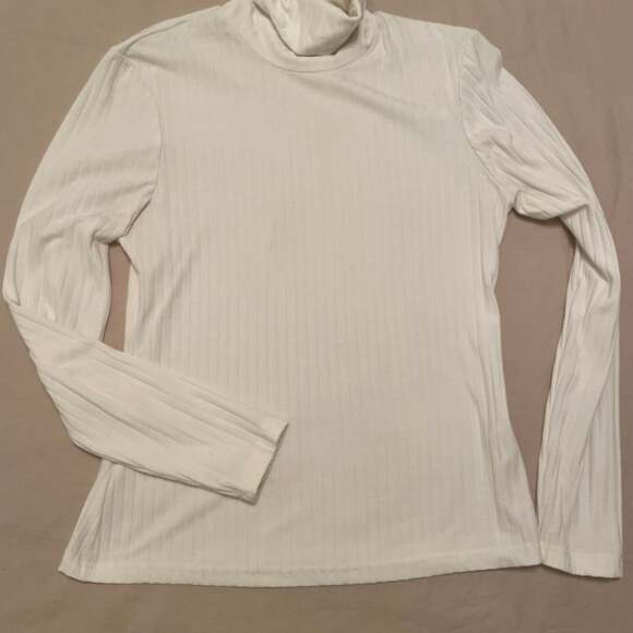 Shein Curve White Ribbed Roll Turtleneck Long Sleeve SzXL - Picture 1 of 8